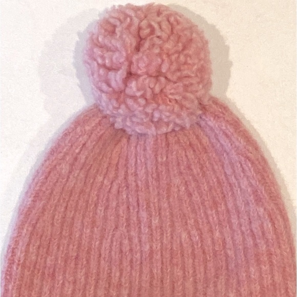 New Rag & Bone Superfine Merino Wool Pink Beanie Hat with Pom - Picture 6 of 15